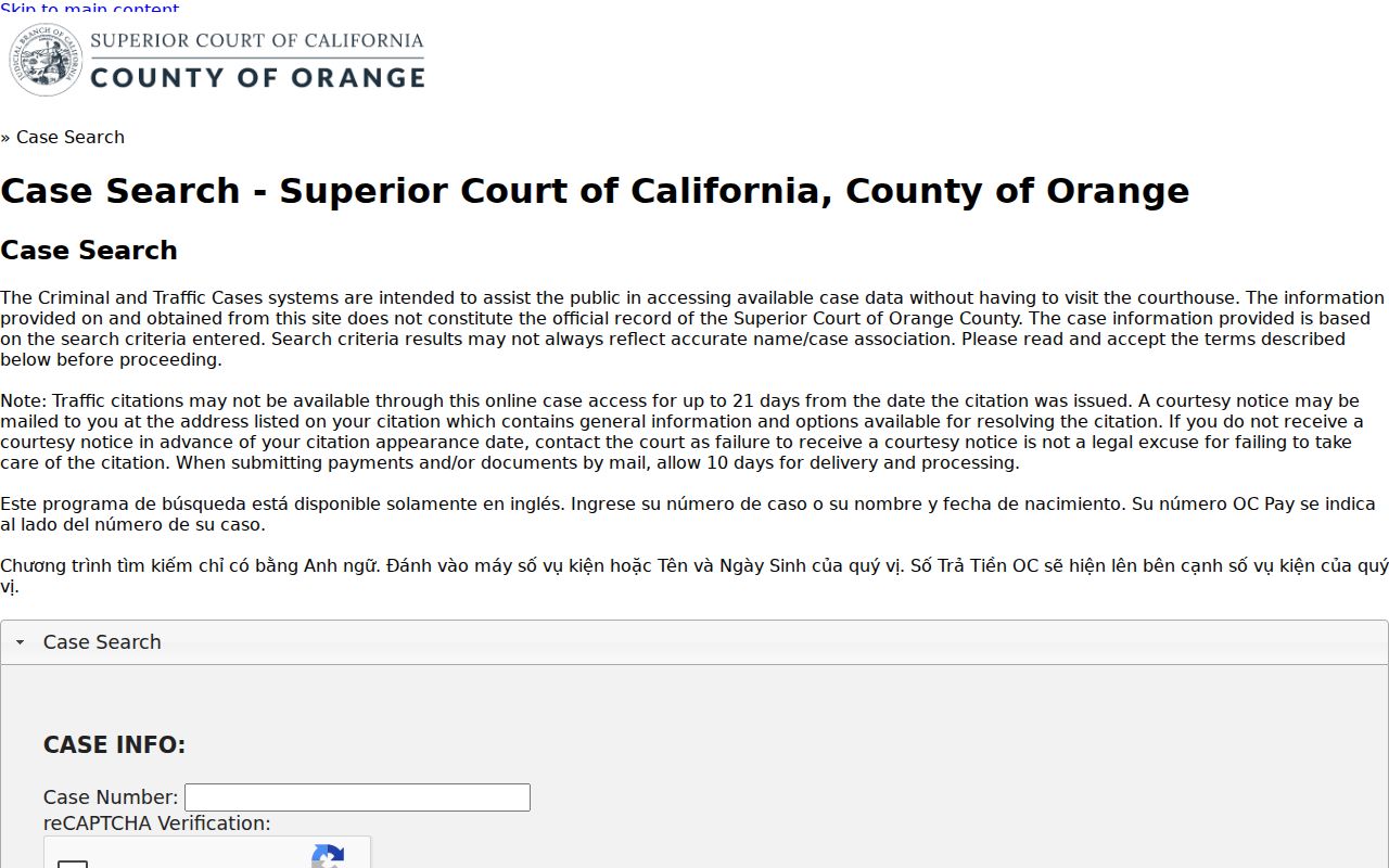 Placentia people search using criminal and traffic court fields