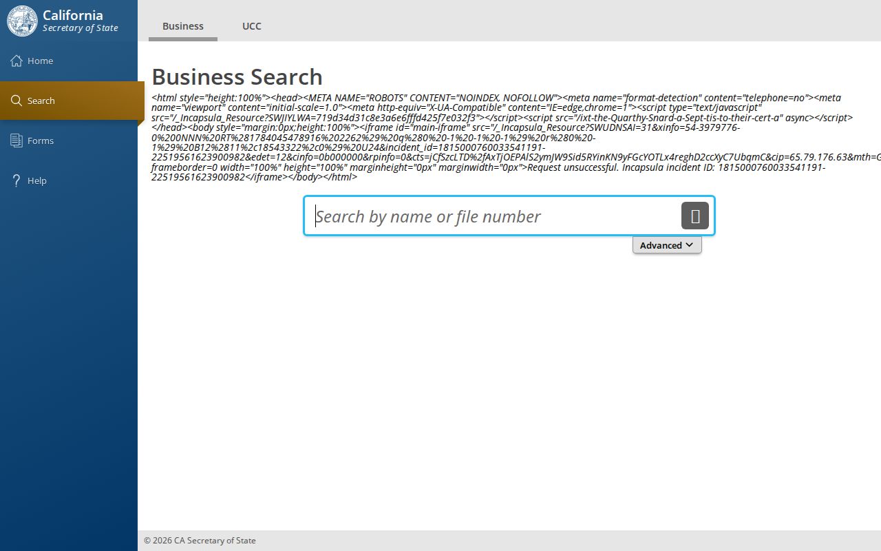 Placentia public records search through California bizfile Online