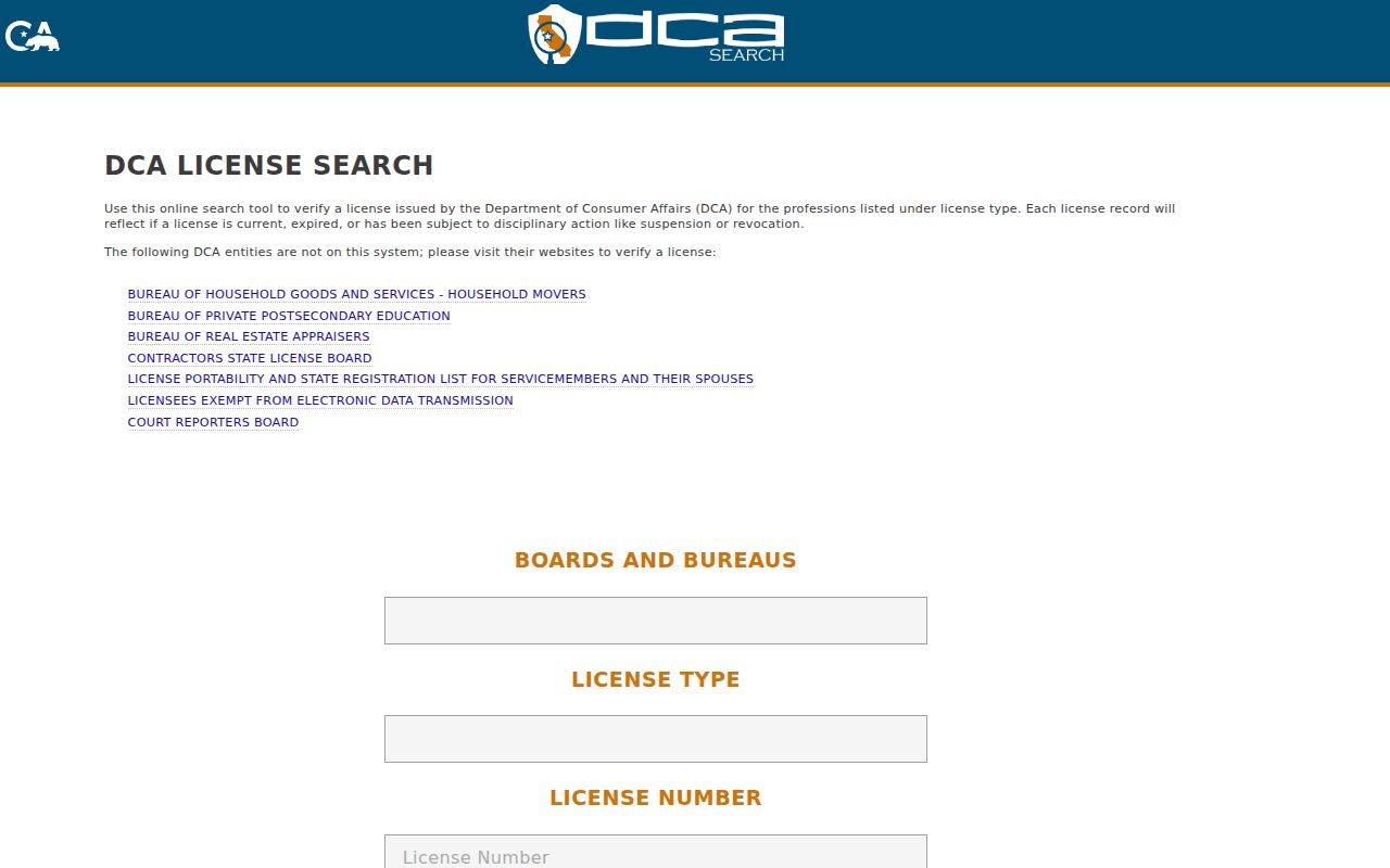 Placentia public records lookup in California professional license search